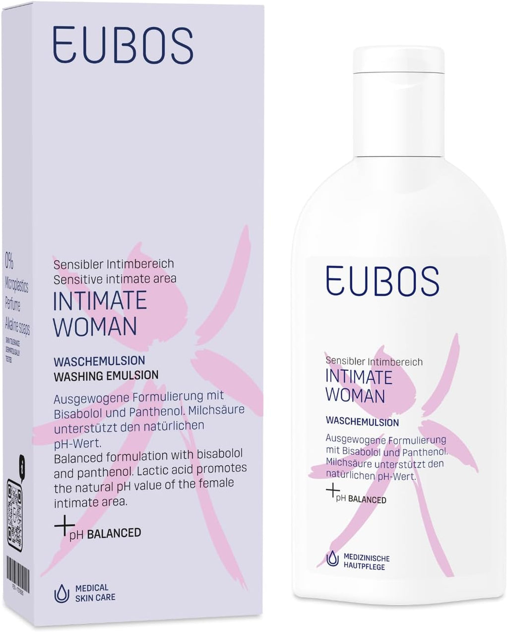 EUBOS INTIMATE WOMAN WASH EMULSION | Delicate cleansing for the female intimate area | Promotes vaginal flora | No alkaline soaps | 200 ml