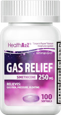 HealthA2Z® Gas Relief, Simethicone 250mg, Max Strength, 100 Purple Softgels