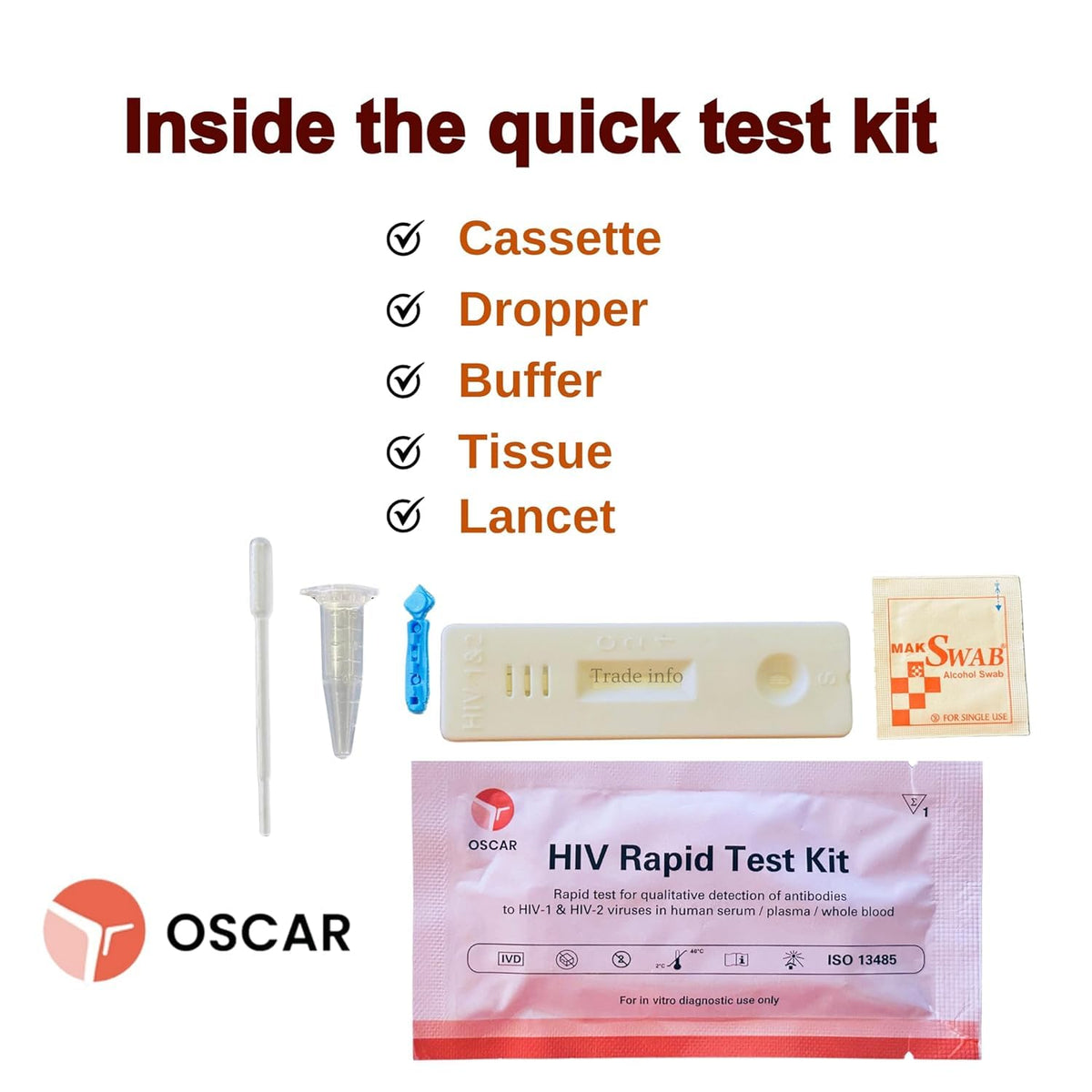HIV-1 & HIV-2 Rapid Test Kit, Qualitative Antibody Detection, Serum/Plasma/Whole Blood. For Home/Self Use. (Pack of 2)