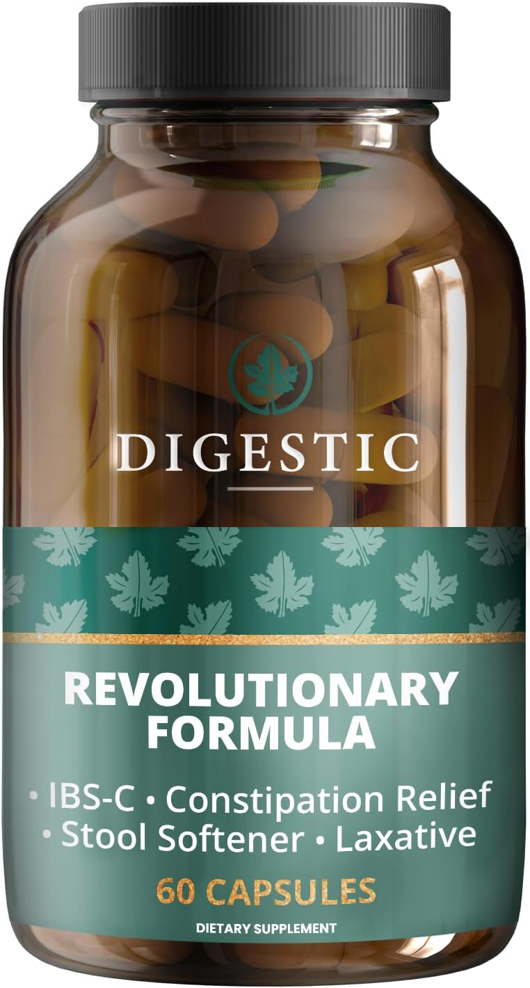 Digestic - Laxative for Constipation Relief, Stool Softener for IBS Severe and Strong Constipation 100% Natural - 60 Capsules - Colon Cleanse, Detox Cleanse, Gas and Bloating Stomach Relief for Adults