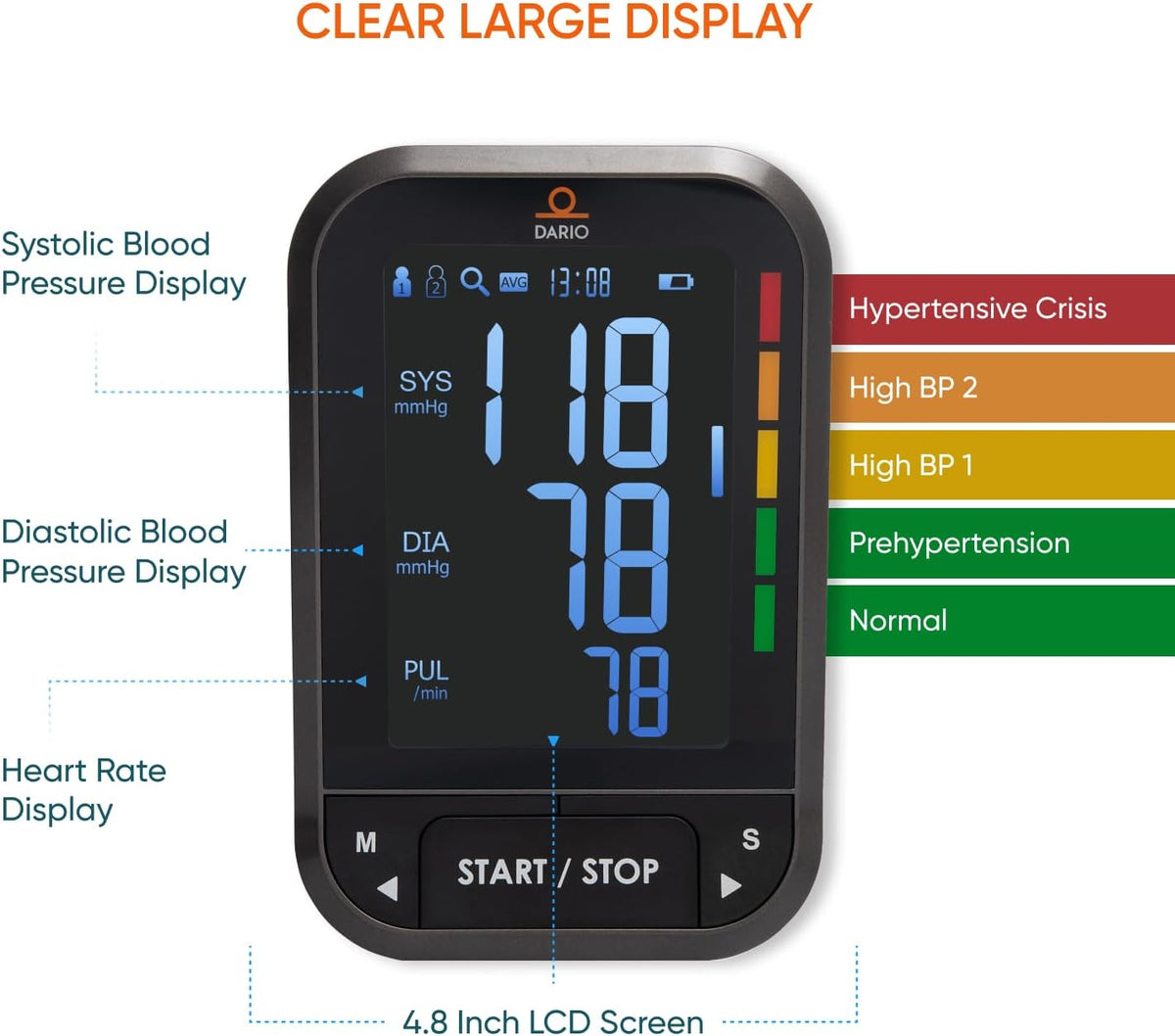 Dario Gen-2 Blood Pressure Monitor for Home Use | Smart App & Carry Case