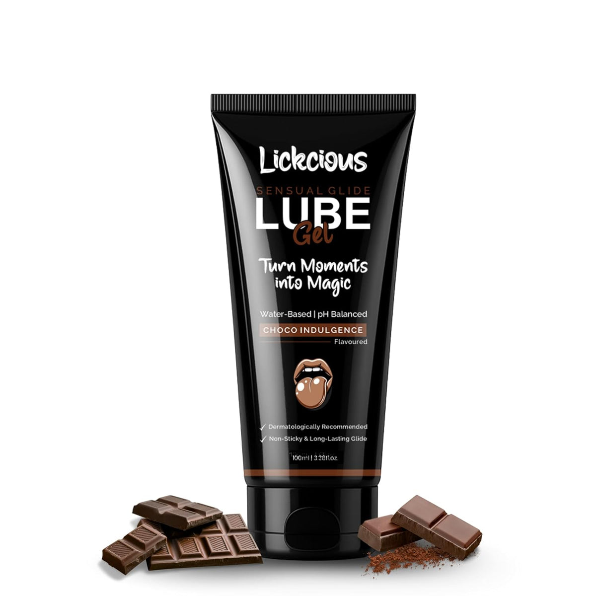 Choco Indulgence Edible Water-based Lubricant for Couples | Long-Lasting, Non-Sticky, pH-Balanced | Vegan, Dermatologically Tested | Made in India, Discreet Pack | 100 ml