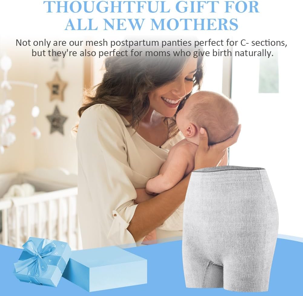 ACWOO Disposable High Waist Postpartum Underwear for Caesarean Section 9 PCS Seamless Pregnant Panties Maternity Caesarean Underwear Super Stretchy Breathable Absorbent