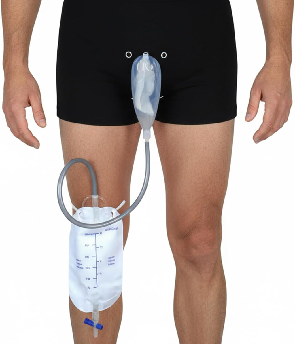 Male Urinal System with Leg Bag, Incontinence Device for Men with Comfortable Silicone Outer Catheter M..