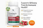 Cranberry Concentrate Extract 500mg with Vitamin C Useful for Bladder Infections & UTI, Urinary Tract Health Support 60 Capsules