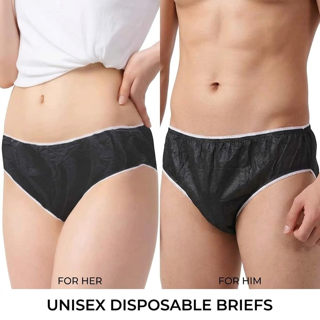 Disposable Panties for Women - Pack of 10, Soft & Breathable Maternity Underwear, Postpartum Panties for Hospital Stays, Travel, Spa and Daily Use, High Elasticity Fits Small to XXL (Black)