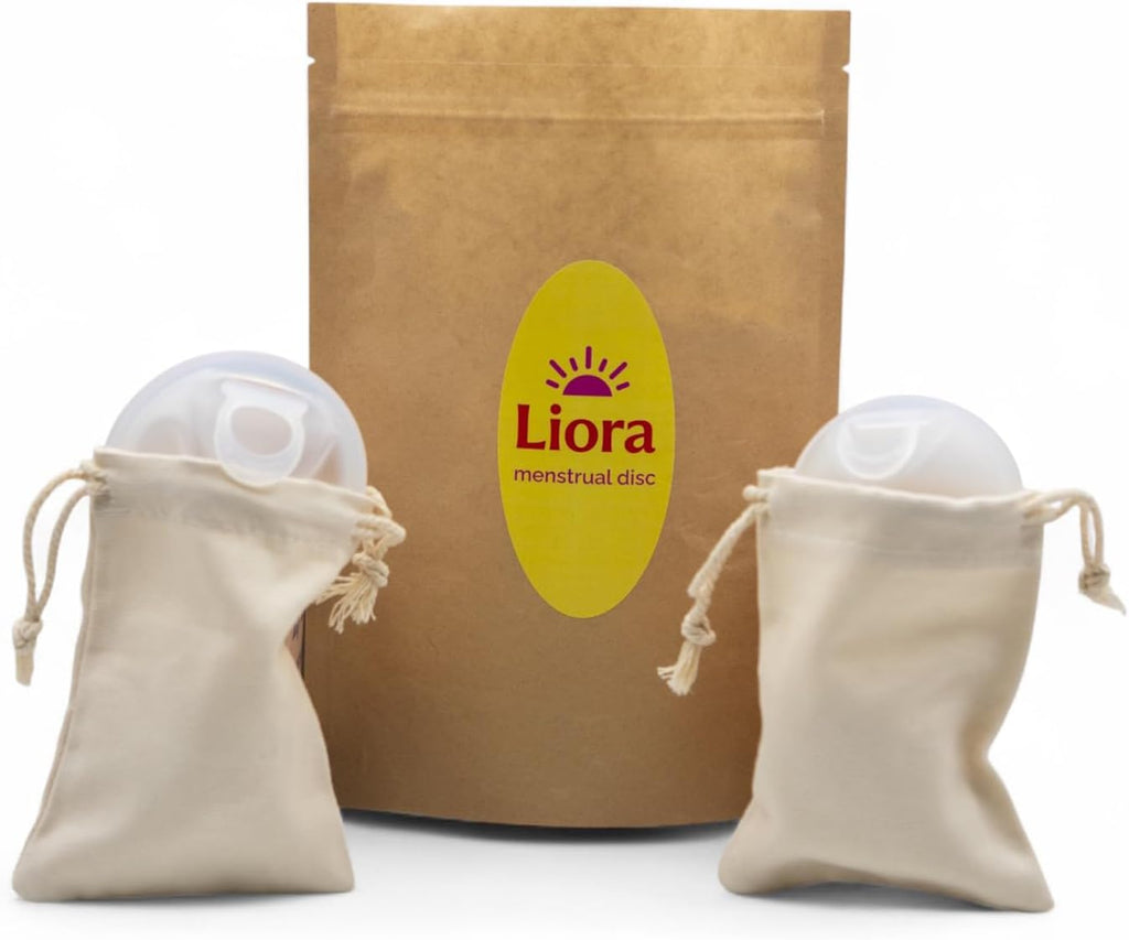 Reusable Menstrual Disc - Liora Set with Loop Tab – Beginner-Friendly Period Discs – Includes 2 Sizes (Small 32ml & Large 61ml) – Medical-Grade Silicone, 12 Hour Eco-Friendly Wear