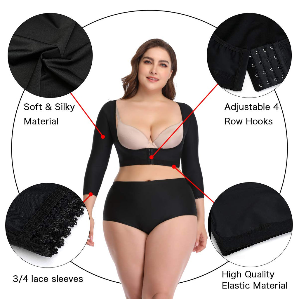 woahee Women's Arm Shaper Plus Size Arm Faja Compression Sleeve Garment Post Surgical Arm Shapewear