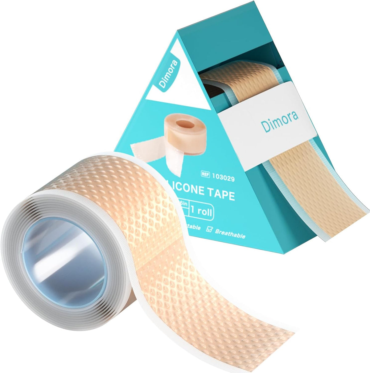 Dimora Silicone Tape 1 Roll, 1.6 x 59 Inch | Hypoallergenic, For Sensitive Skin, Pain-Free Removal, Easy Tear Precut, Waterproof