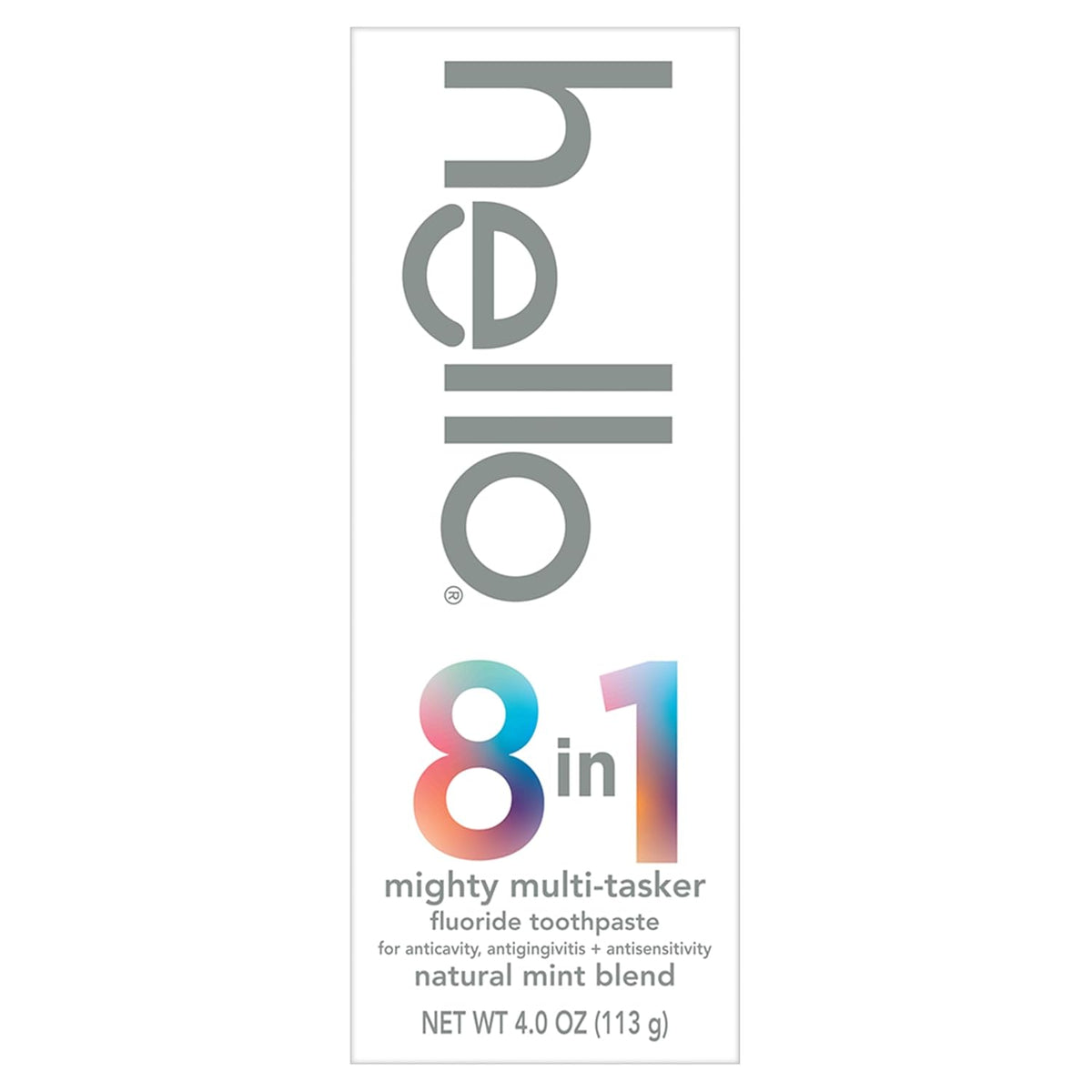 hello 8-in-1 Mighty Multi-Tasker Fluoride Toothpaste, Mint, 2 Pack, 4 oz | Anticavity, Antigingivitis, Antisensitivity, Strengthens Enamel, Whitens, Reduces Plaque, Crushes Tartar, Natural Mint Blend