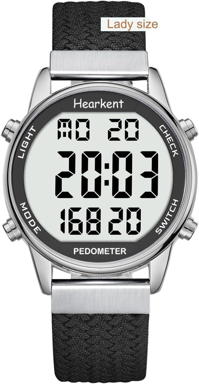 Hearkent Pedometer Watch,Step,Mileage&Calorie Tracker,Large Numbers | Waterproof Fitness Watches Backlight/Countdown/Stopwatch,No Bluetooth,app,or Charging,Step Counter for Walking,Running