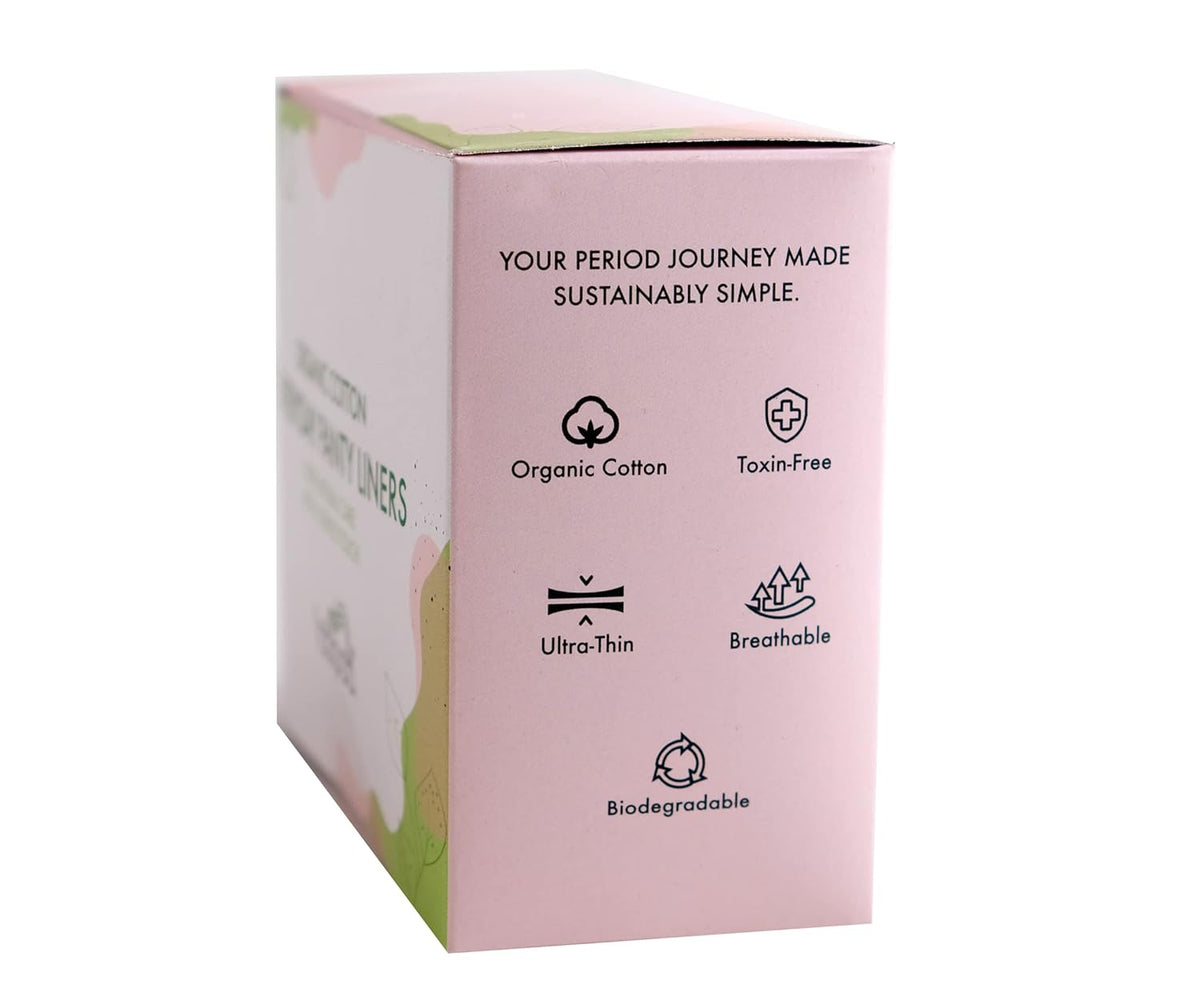 FabPad Organic Cotton Panty Liners Ultra Thin Rash Free Biodegradable Eco-Friendly Everyday Pantyliners (Pack of 80)