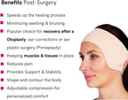 LIPOELASTIC PU 03 Unisex Post Surgery Compression Band, Self-Closing Otoplasty Headband, Comfort Ear Bandage (Black, Small)