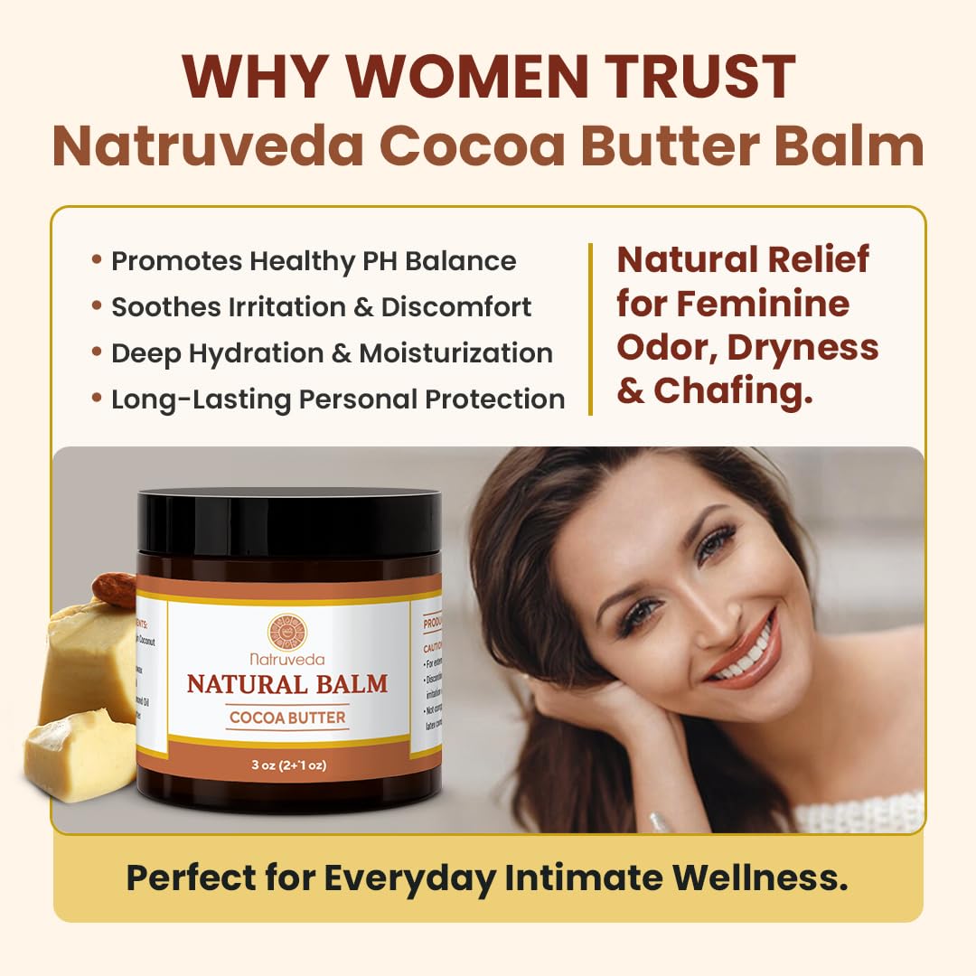 Vulva Balm for Women – No added Fragrance, Vaginal Moisturizer Cream, Hormone-Free, Vulva Cream for Dryness and Itching, Feminine Balm, Wet Hydration (3 oz, Cocoa Butter)