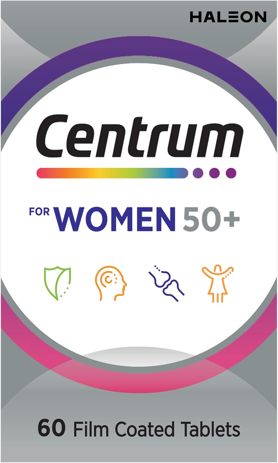 Centrum Women 50+, Multi Vitamin & Minerals Supplement, 60 Tablets | Supports Immunity, Cognition, Bone Health + Post Menopausal Health