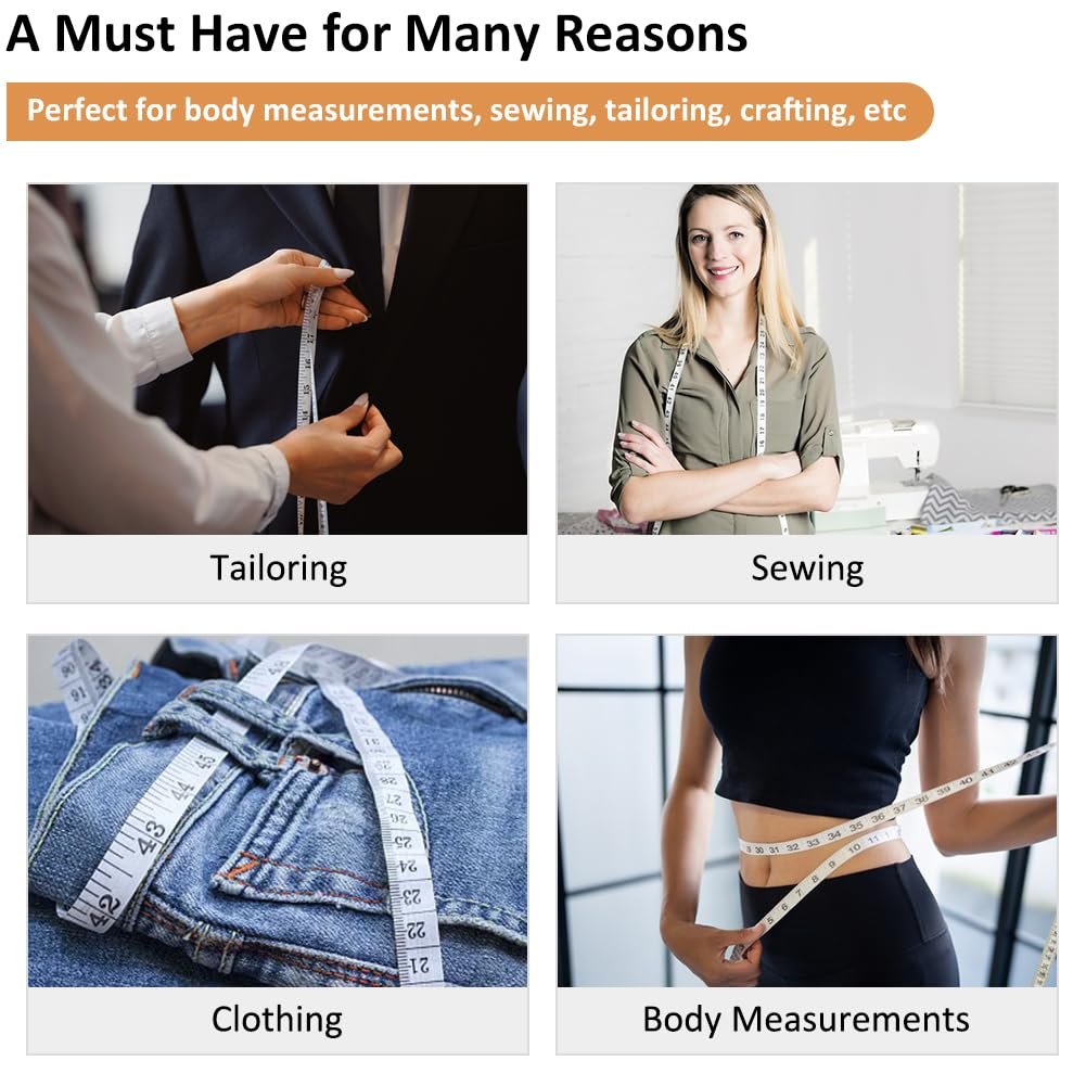 3-Pack Soft Tape Measure Body Double Scale Sewing Flexible Craft Tailor Vinyl Ruler Perfect for Weight Loss Medical Body Measurement, Has 150 Centimetre Scale on Reverse and Front 60-inch, 3 Colors