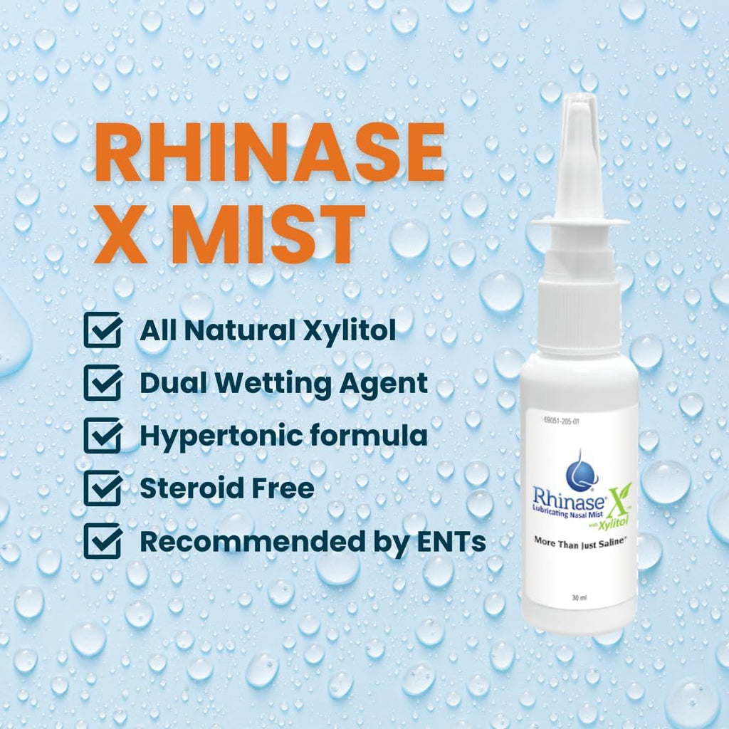 Rhinase X Lubricating Nasal Mist Spray with Xylitol | Long Lasting Symptom Relief from Nasal Dryness | Less Sneezing, Itchiness, Nasal drip and Congestion