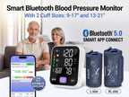 Upper Arm Blood Pressure Monitor for Home Use 17" Large & 21" XL Extra Large Cuff Big arm, Free APP Bluetooth Sync Apple Health Track Google Fit, Large Display Smart BP Machine for Seniors