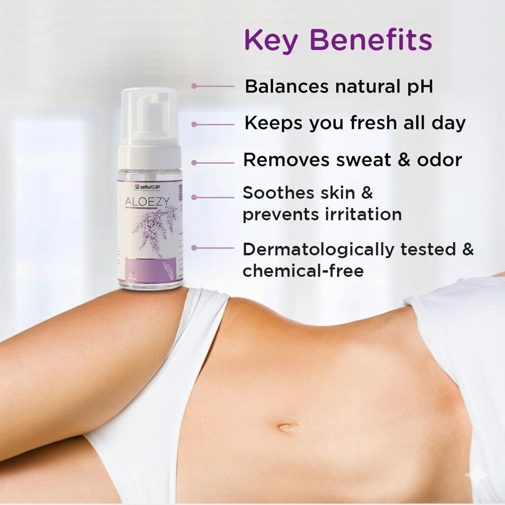 Aloezy Intimate Wash for Women with Lactic Acid | pH Balanced Feminine Hygiene Wash | Helps Reduce Itching, Dryness & Odor | Daily Intimate Care for Sensitive Skin | 100% Ayurvedic | 100 ml