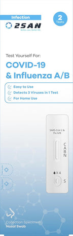2San COVID-19 and Flu A/B Rapid Test Kit, 15-Minute Results, Easy At-Home Antigen Self-Test for Quick and Accurate Detection of COVID and Influenza, 2 Pack