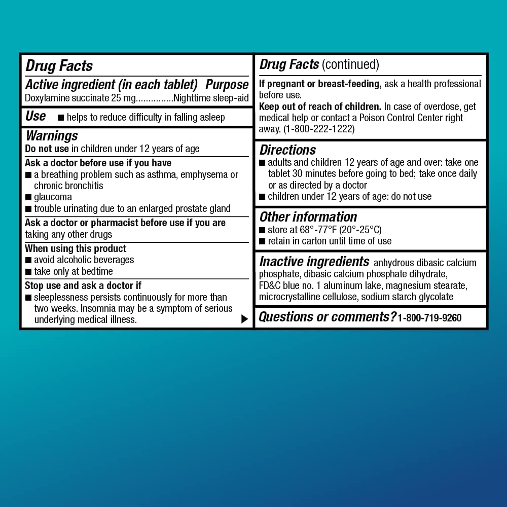Amazon Basic Care Nighttime Sleep Aid Tablets for Adults, Doxylamine Succinate 25 mg, 96 Count