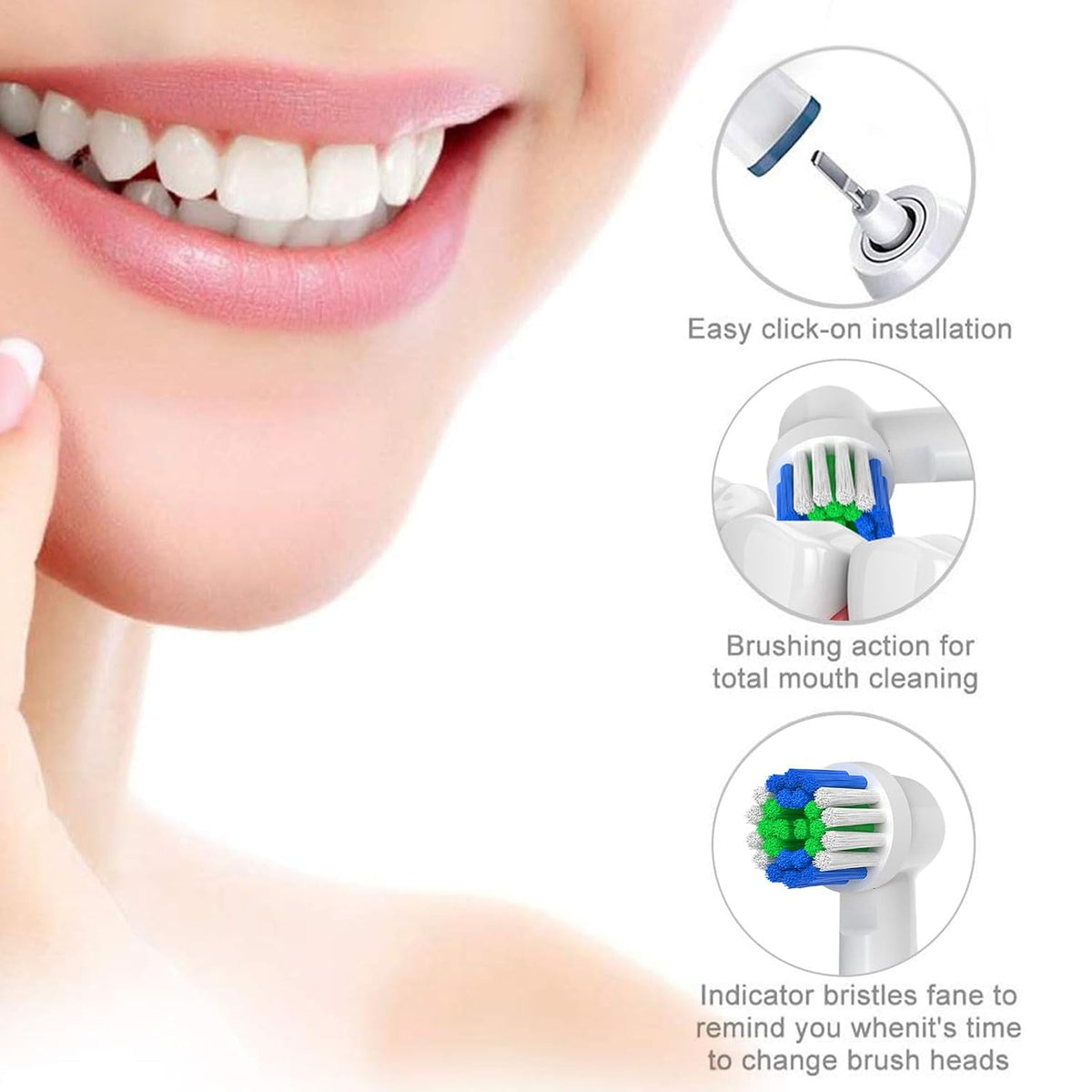 Replacement Toothbrush Heads Compatible with Oral B Braun, 12 Pcs | Professional Electric Toothbrush Brush Heads, Compatible with Oral B Replacement Heads Refill, 7000/Pro 1000/9600/500/3000