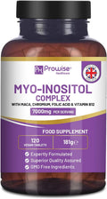 Myo-Inositol Complex 120 Vegan Tablets 7000mg per serving with Black Maca Root, Chromium, Folic Acid, and Vitamin B12 | Hormonal Balance for Women| Premium Quality by Prowise