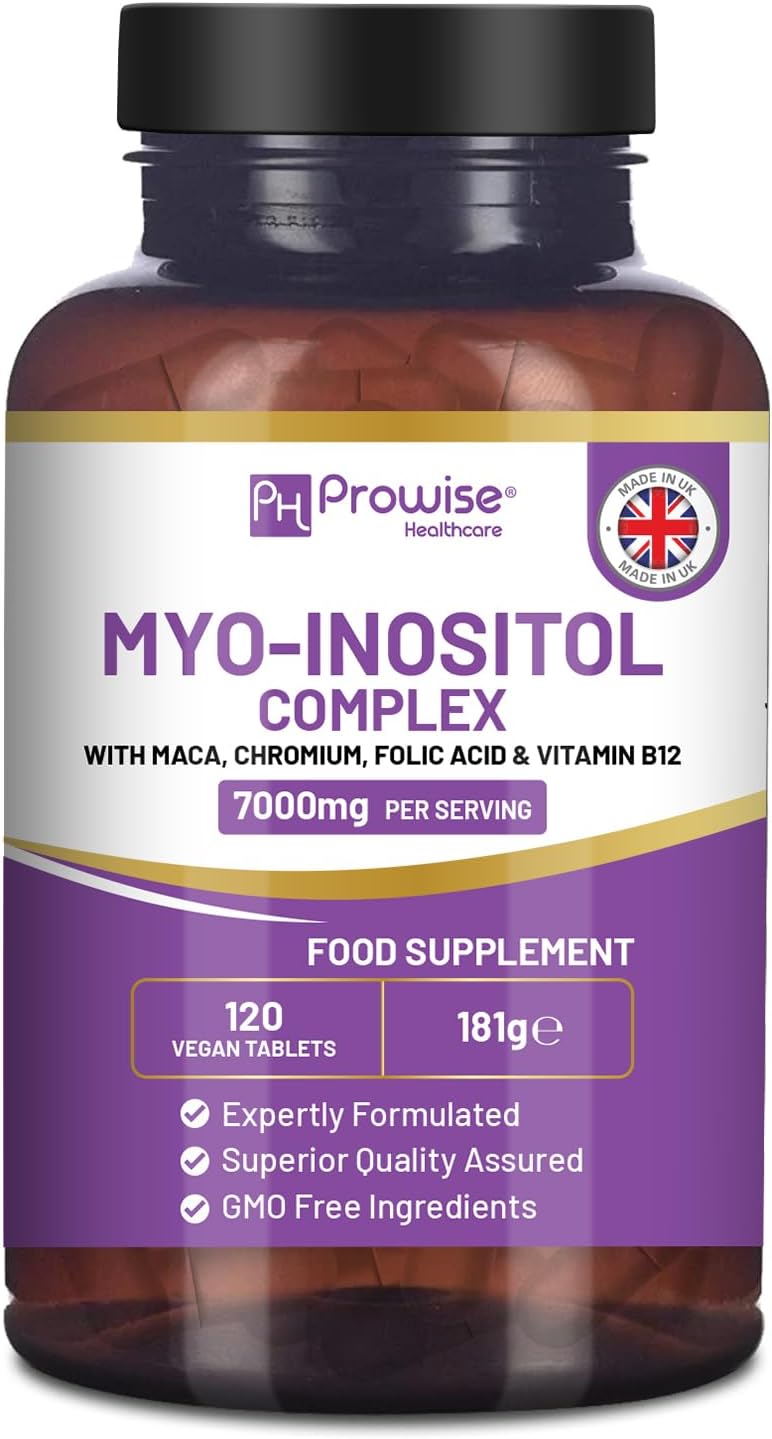 Myoinositol Complex 120 Vegan Tablets 7000mg Per Serving with Black Maca Root, Chromium, Folic Acid and Vitamin B12 | Hormone Balance for Women