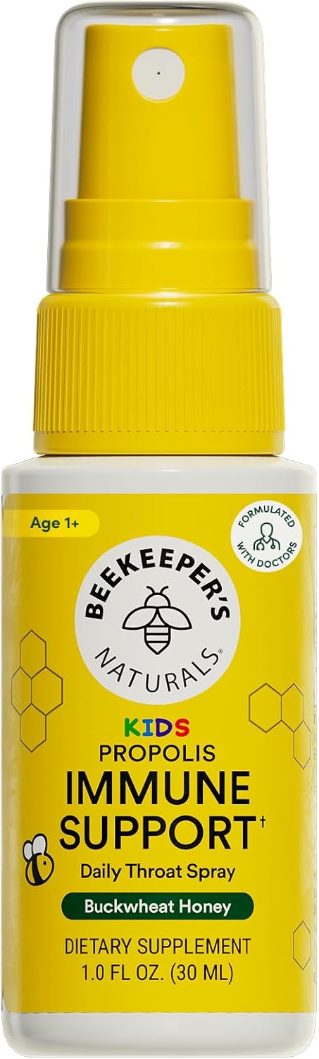 Beekeeper's Naturals Kids Propolis Immune Support Throat Spray, 1 oz | Natural Immune Support & Sore Throat Relief, Has Antioxidants, Gluten-Free