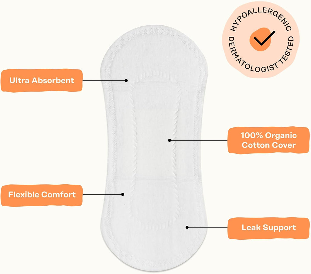 The Honey Pot Company - Cotton Comfort - Panty Liners for Women | Non-Herbal - Organic Cotton Cover & Ultra-Absorbent Pulp Core - Sanitary Pads - Feminine Care - 120ct