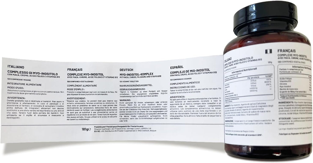 Myo-Inositol Complex 120 Vegan Tablets 7000mg per serving with Black Maca Root, Chromium, Folic Acid, and Vitamin B12 | Hormonal Balance for Women| Premium Quality by Prowise
