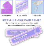Reusable Postpartum Perineal Ice Packs, Cold Packs for Hemorrhoid Pain Recovery, 2 Gel Pads + 3 Sleeves (Purple)