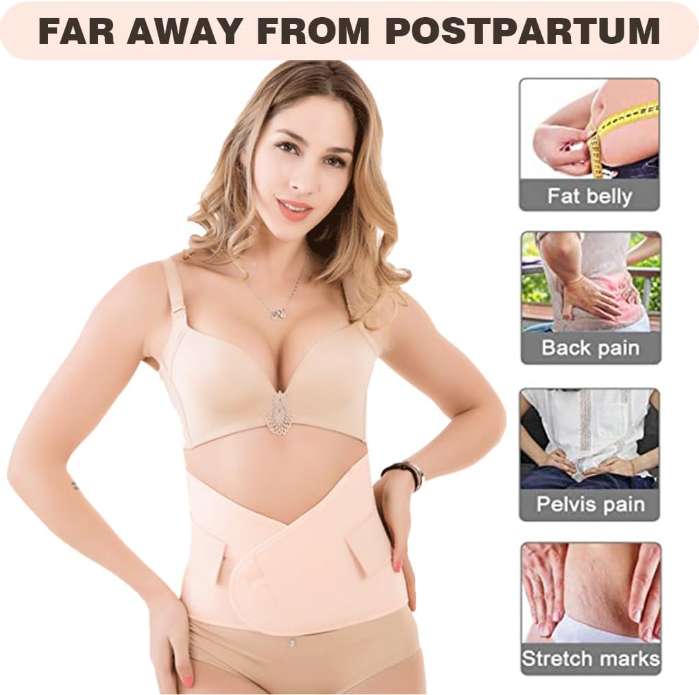 Vivva Belly Band Recovery Support Belt Wrap- Post Partum Girdles Tummy Bandit Binder - Postnatal Abdomen Pelvic Compression Corset Binding Body Shaper Shapewear