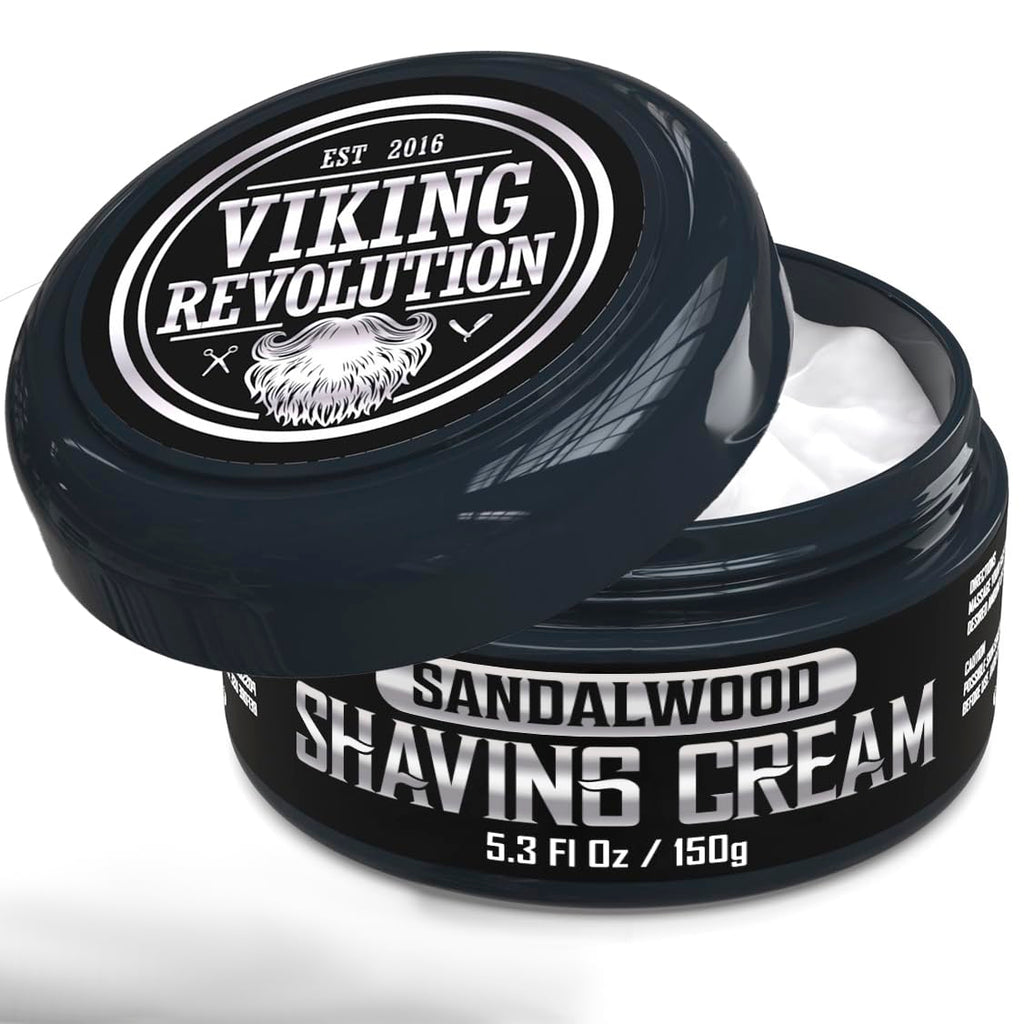 Viking Revolution Shaving Cream for Men - Sandalwood - 5.3 oz | Soft, Smooth & Silky Shaving Soap - Rich Lather for Smoothest Shave - Luxury Formula - Sandalwood Scent