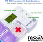 7 Day Medicine Pill Organizer, 4 Reminder Alarms, Loud Sound, 14 Large Compartments, Large Screen, Moisture-Proof, Travel Weekly/Daily Pill Box/Organizer/Case/Container/Dispenser, AM/PM 2 Times a Day