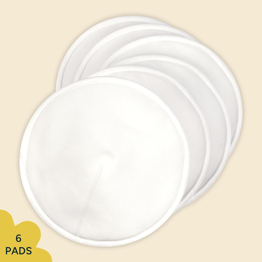 Nintara Baby Reusable Nursing Pads – Pack of 6 with Laundry Bag | Soft & Absorbent Breast Pads, Bamboo Viscose Blend, Contoured Fit, Leak-Resistant