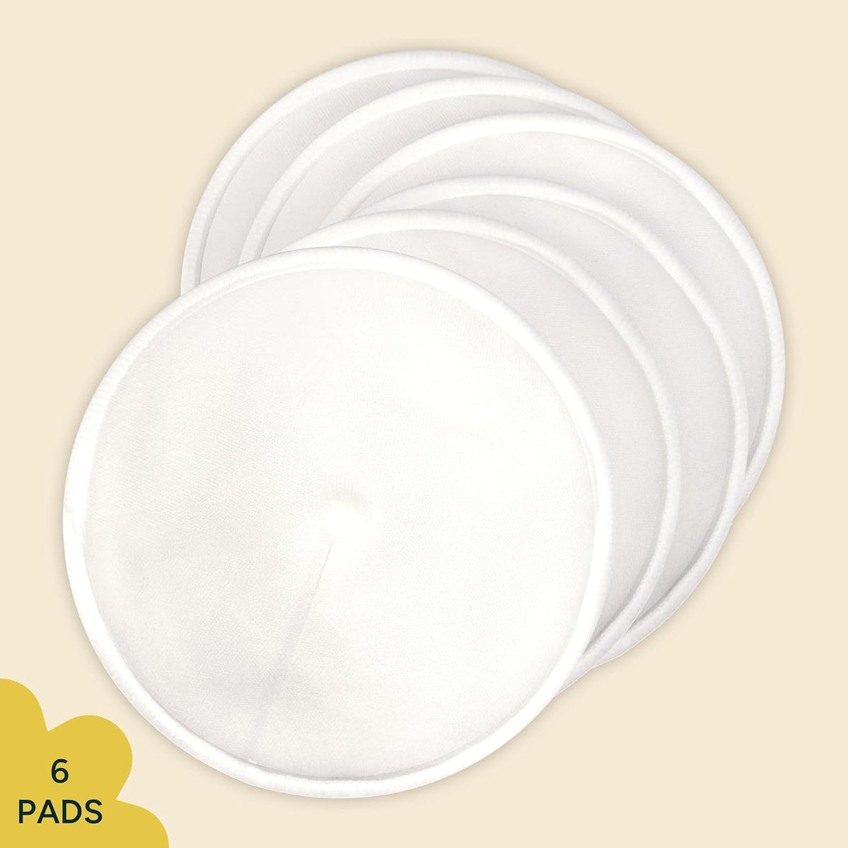 Nintara Baby Reusable Nursing Pads – Pack of 6 with Laundry Bag | Soft & Absorbent Breast Pads, Bamboo Viscose Blend, Contoured Fit, Leak-Resistant