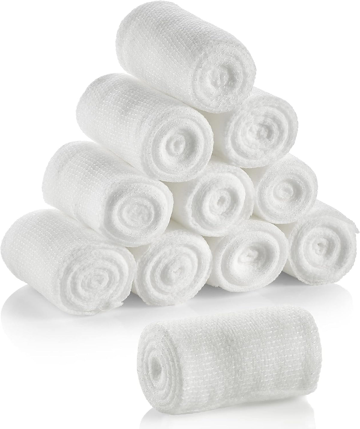 10 Roll Gauze Bandage Rolls Elastic Stretch Gauze Rolls Medical Gauze Stretch Roll Tape Self-Adherent Tape Pressure Wrap Bandage Rolls First Aid Tape Conforming Stretch Gauze Bandage Rolls,10cmx4.5m