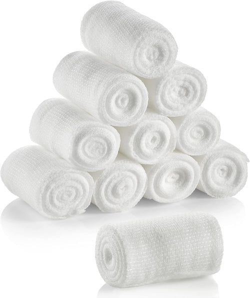 10 Roll Gauze Bandage Rolls Elastic Stretch Gauze Rolls Medical Gauze Stretch Roll Tape Self-Adherent Tape Pressure Wrap Bandage Rolls First Aid Tape Conforming Stretch Gauze Bandage Rolls,10cmx4.5m