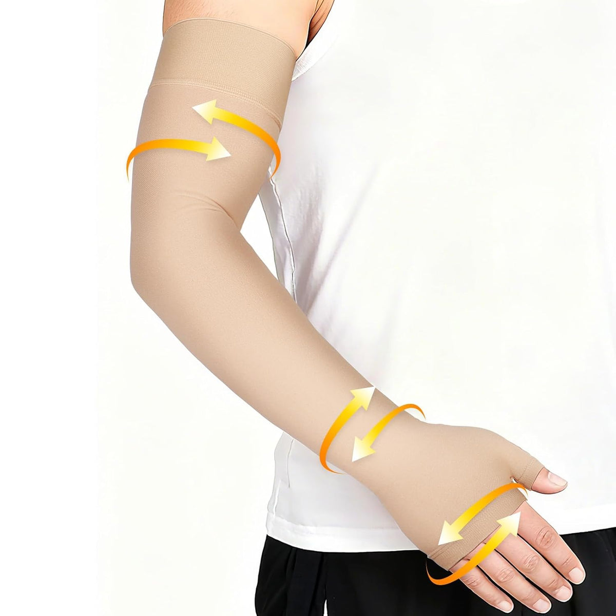 Flintronic Medical Compression Sleeves for Men & Women, Slings & Arm Support, Lymphedema Compression Sleeve 20-30mmHg, for Arm Injuries, Sports (Skin L)