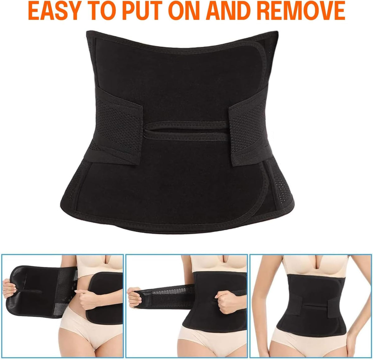 Postpartum Belly Band,C Section Belly Binder,Abdominal Binder Post Surgery Girdle,Tummy Tuck Compression Wrap Waist Trainer (Black, S/M)