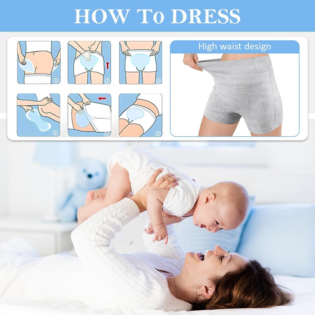 ACWOO Disposable High Waist Postpartum Underwear for Caesarean Section 9 PCS Seamless Pregnant Panties Maternity Caesarean Underwear Super Stretchy Breathable Absorbent