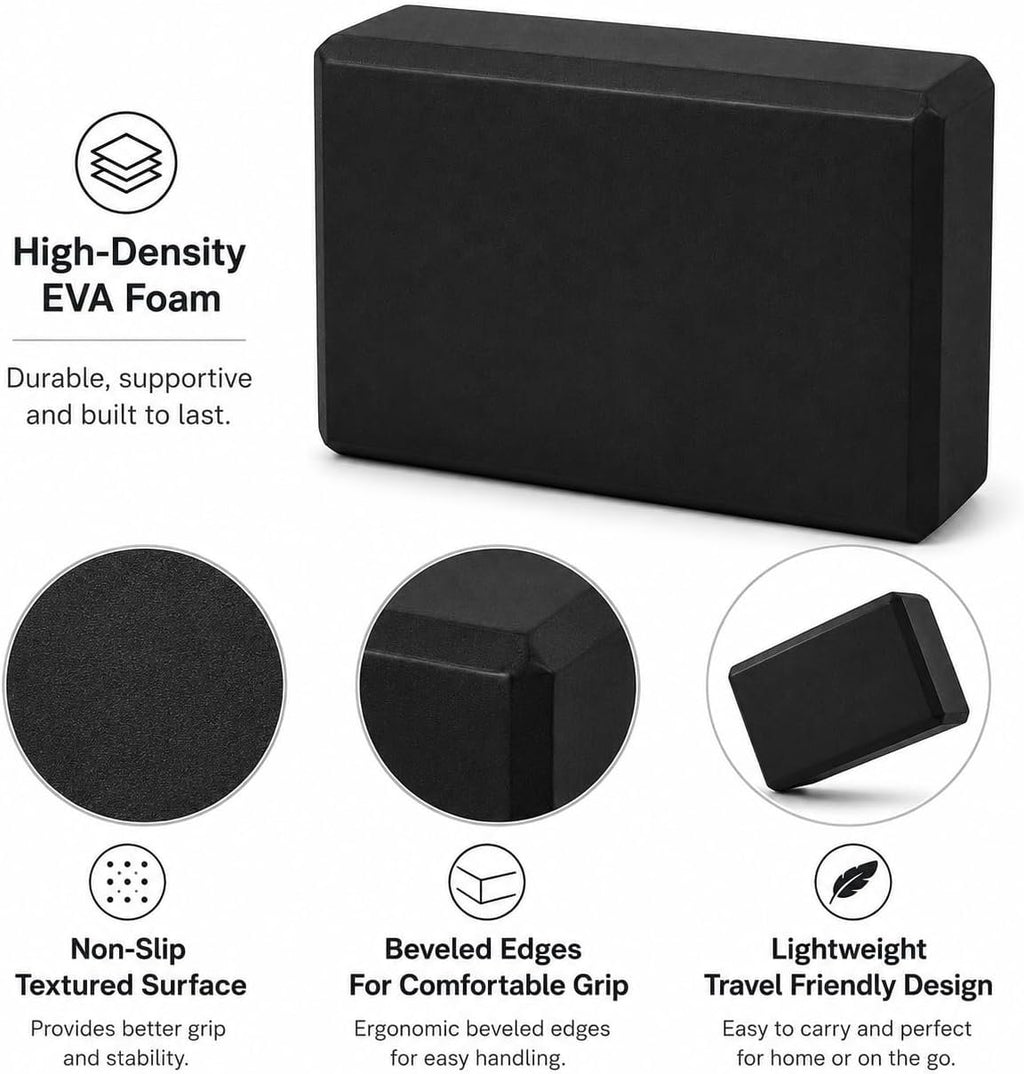 EXERZ Yoga Blocks 2 pack, Gym Blocks, Exercise Workout Fitness Bricks, Pilates Stretch Handstand Non-Slip