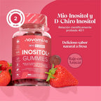 Inositol Myo and D-Chiro Gummies 40:1 - with Inositol, Folic Acid, Chromium, Zinc, Vitamins B6 and D3, and Fiber - Supplement for Female Hormone Balance - Vegan - 60 PCOS Gummies - Novomins