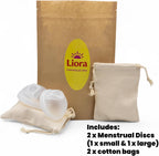 Reusable Menstrual Disc - Liora Set with Loop Tab – Beginner-Friendly Period Discs – Includes 2 Sizes (Small 32ml & Large 61ml) – Medical-Grade Silicone, 12 Hour Eco-Friendly Wear