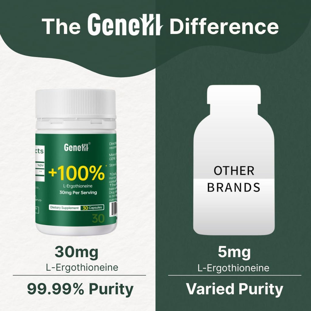L-Ergothioneine Supplement 30mg - Fermentation-Based 99.99% Purity Antioxidant - Clinically Studied to Support Longevity, Restful Sleep & Healthy Aging - Vegan & Non-GMO - 30 Capsules