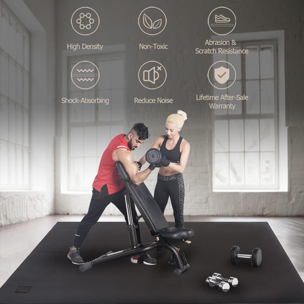 GXMMAT Extra Large Exercise Mat 16'x6'/12'x6'/10'x6'/8'x6'(7mm), Extra Wide Workout Mats for Home Gym Flooring, Non-Slip Thick Durable Cardio Mat for MMA,Plyo,Jump Rope,Weights,Fitness,Shoe-Friendly