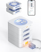 42-Day(1X) Automatic Pill Dispenser (Expandable Tray) – App & On-Device Setup by Family, LCD Display, Digital Lock, Sound & Light Alerts –Safe Medication Organizer for Dementia Seniors (3-Tray, White)