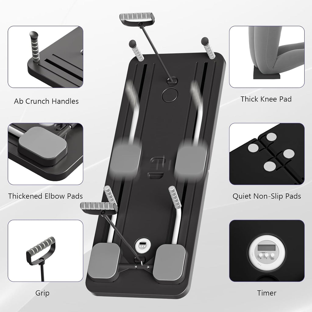 JANUA Pilates Board - Pilates Reformer Set, Multi-Purpose Foldable Pilates Reformer Board for Home, 5 in 1 Pilates Sliding Board