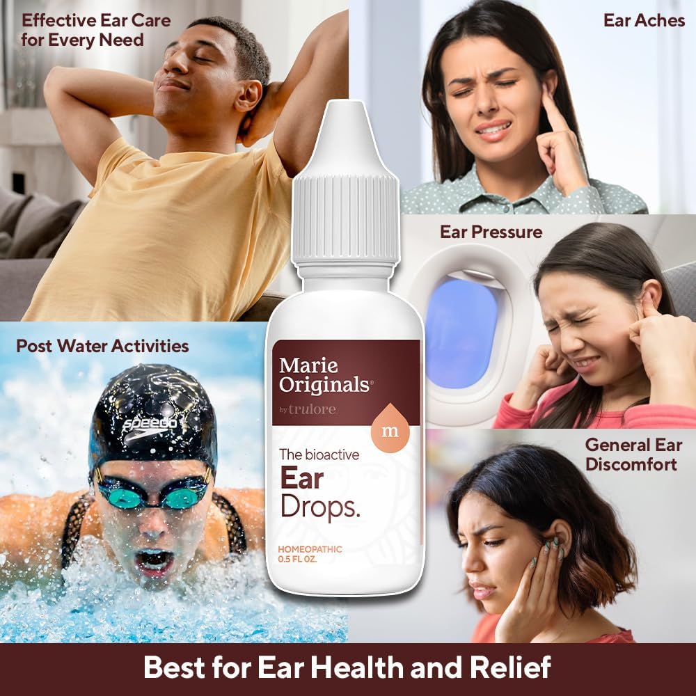 Marie Originals Natural Ear Drops for Ear Cleaning, Adults & Kids, 0.5 oz | Ear cleaning drops for dry, itchy ears and everyday ear care; plant-based formula ideal for adults, kids and swimmers